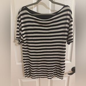 Striped Black and White Women's Boatneck Top